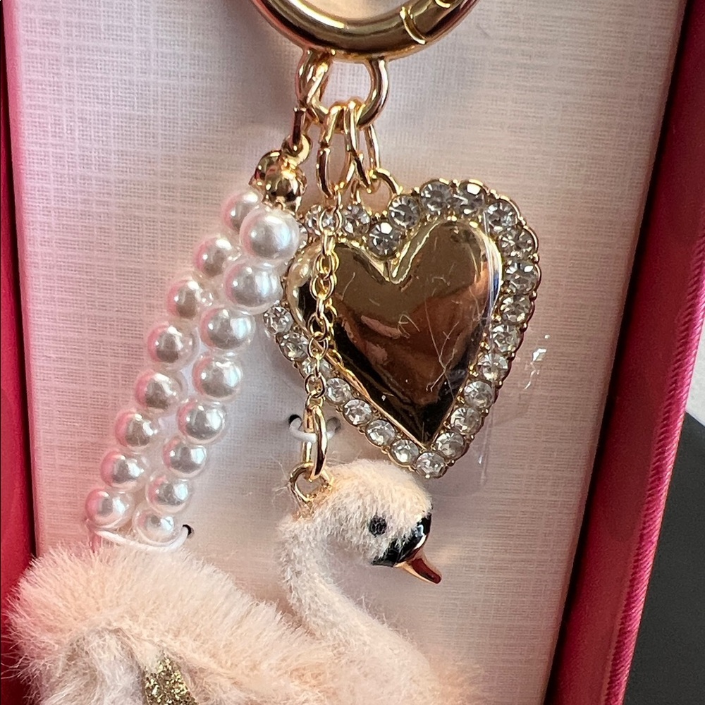 piper·k Pink Swan Key Chain & Bag Charm with Pearl Accents